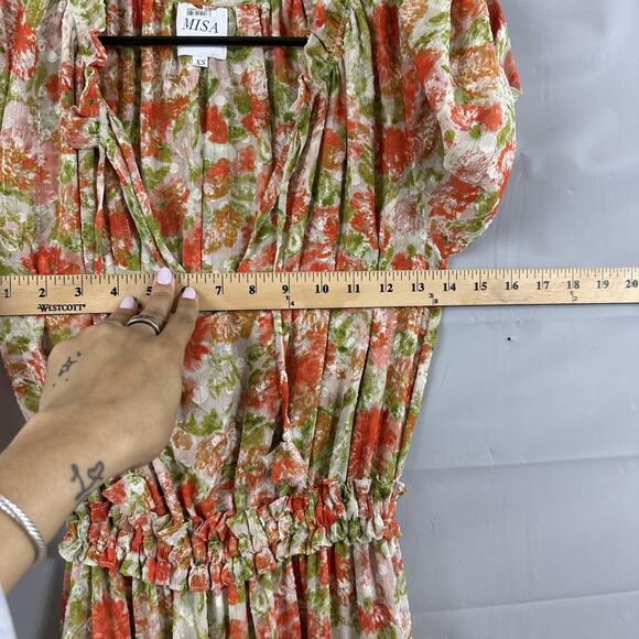Misa Los Angeles Dress Women XS Lucinda Floral Maxi Ruffle Tiered Boho Chic Flow - Picture 12 of 15
